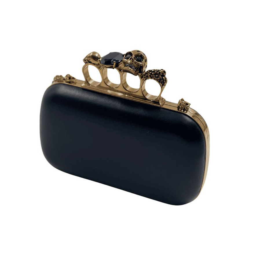 Alexander McQueen - Skull Four-Ring Clutch in Leather - Imagen 8