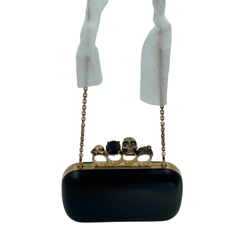Alexander McQueen - Skull Four-Ring Clutch in Leather - Imagen 9